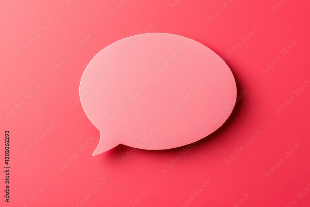 A pink speech bubble against a contrasting solid red background A pink speech bubble against a contrasting solid red background