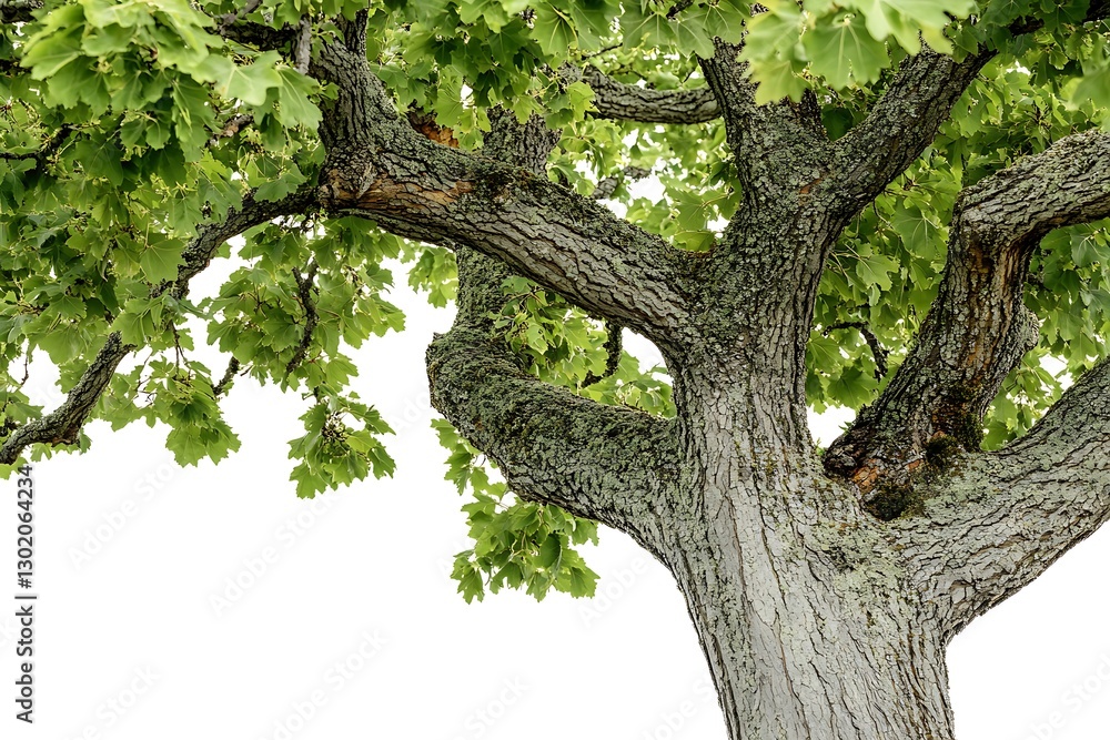 Obraz premium Green oak tree isolated on white background. Clipping path included.