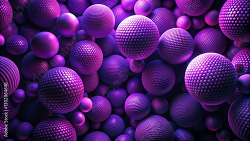 Vibrant Purple Spheres with Varied Textures in Dark Background