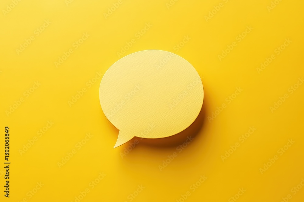 A yellow colored speech bubble sits on a yellow surface A yellow colored speech bubble sits on a yellow surface