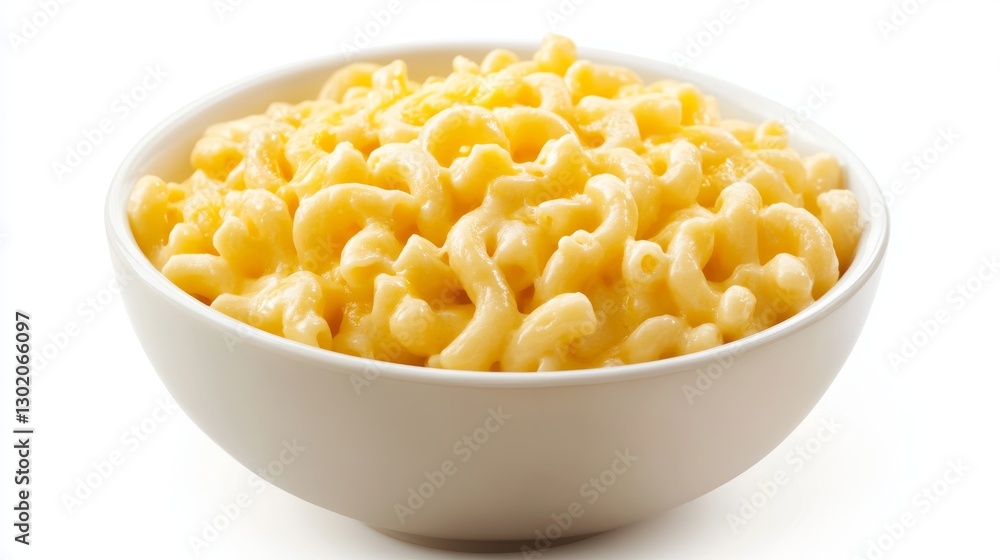 Creamy mac and cheese in a bowl, isolated on white background Creamy mac and cheese in a bowl, isolated on white background