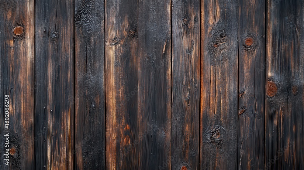 Dark charred wooden planks create a textured rustic background Dark charred wooden planks create a textured rustic background