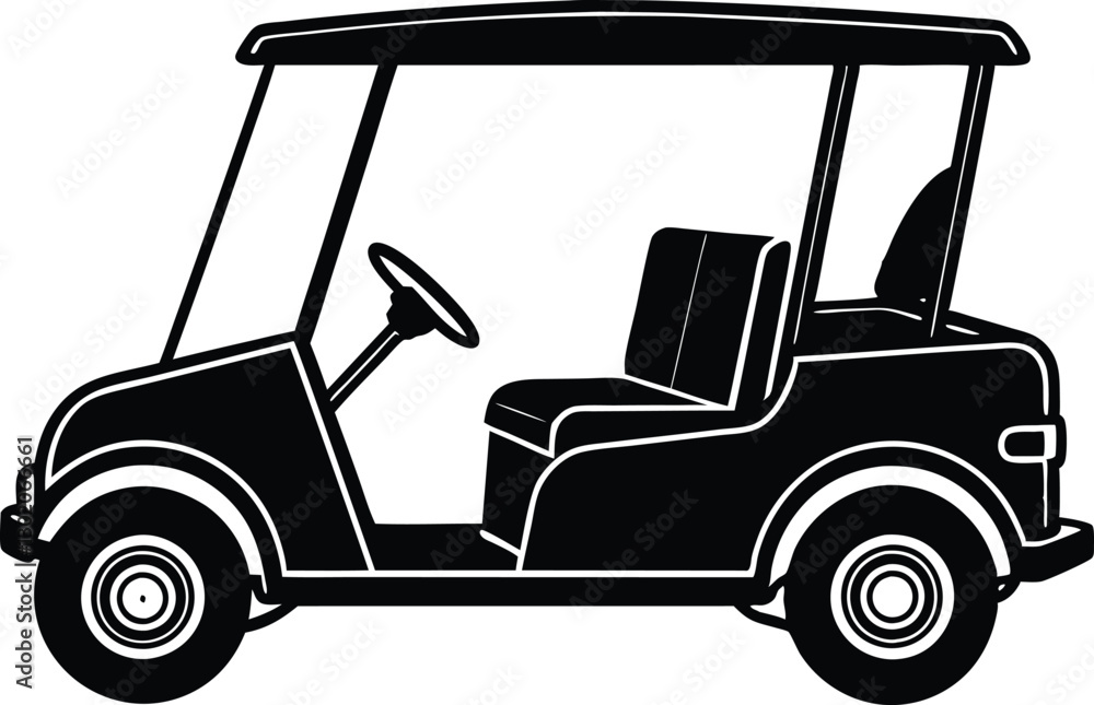 Fototapeta premium Golf car black silhouette