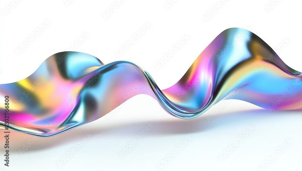 Iridescent wavy liquid flowing on white. Iridescent wavy liquid flowing on white.