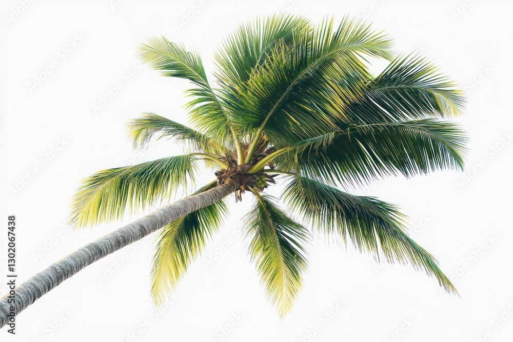 Fototapeta premium Isolated tropical palm tree against white background.