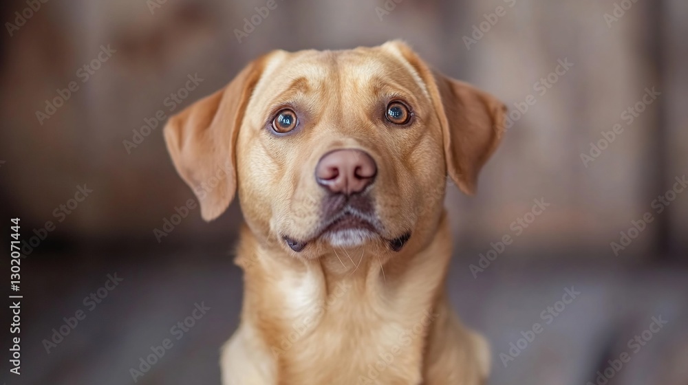 Fox-red Labrador portrait, rustic background Fox-red Labrador portrait, rustic background