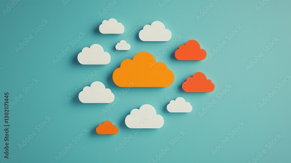 Cloud Computing Architecture concept. Minimalist Infographic of Cloud Computing Architecture with Stylized Icons and Shapes Cloud Computing Architecture concept. Minimalist Infographic of Cloud Computing Architecture with Stylized Icons and Shapes