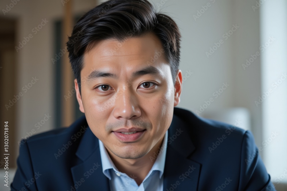 Professional Young Asian Male in Smart Suit Fashioning a Confident Expression in Modern Office Environment, Demonstrating Charisma and Leadership Skills Professional Young Asian Male in Smart Suit Fashioning a Confident Expression in Modern Office Environment, Demonstrating Charisma and Leadership Skills
