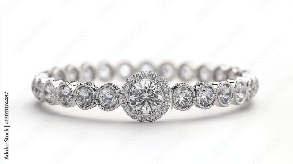 Elegant Silver Diamond Bracelet with Round Stones for Jewelry Lovers Elegant Silver Diamond Bracelet with Round Stones for Jewelry Lovers
