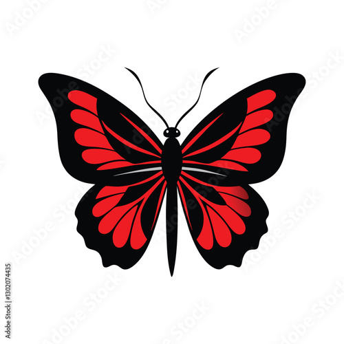 Red admiral butterfly insects icon of silhouette black shape vector illustration