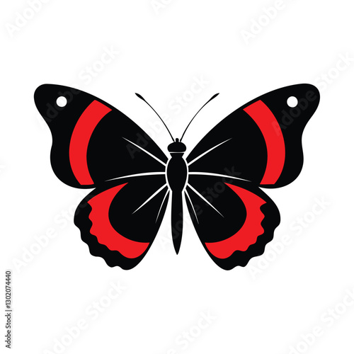 Red admiral butterfly insects icon of silhouette black shape vector illustration