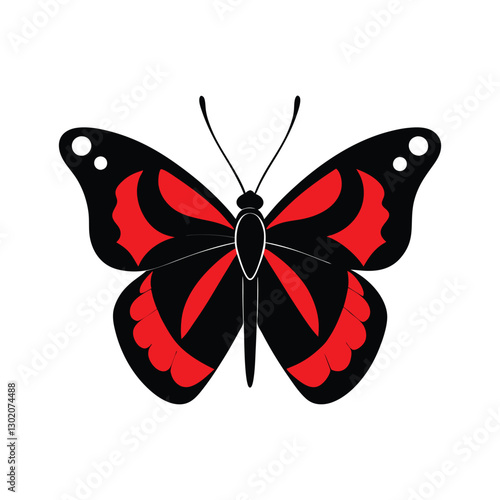 Red admiral butterfly insects icon of silhouette black shape vector illustration