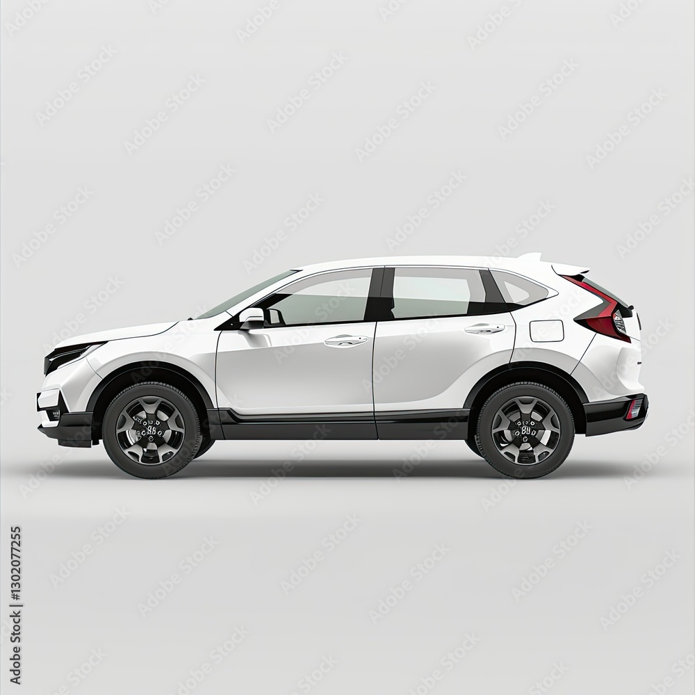 Obraz premium A side view of a modern white SUV showcasing its design and features. isolated on white background
