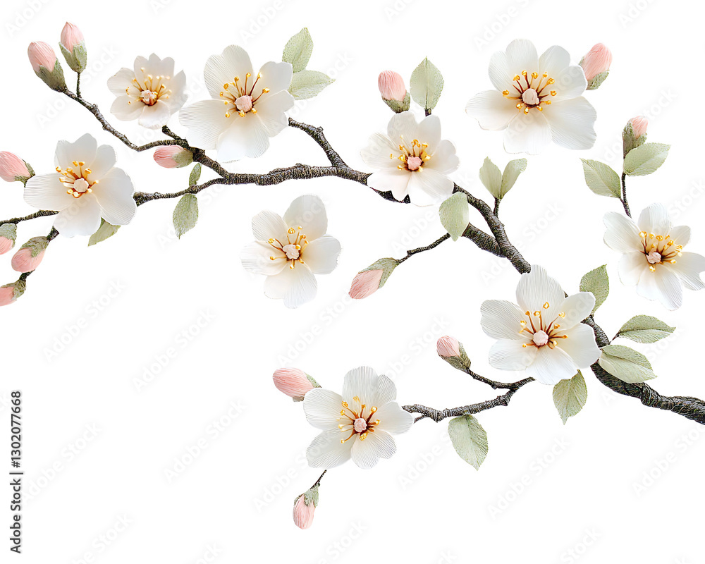 Fototapeta premium Elegant Cherry Blossom Branch on transparent background Generative Ai