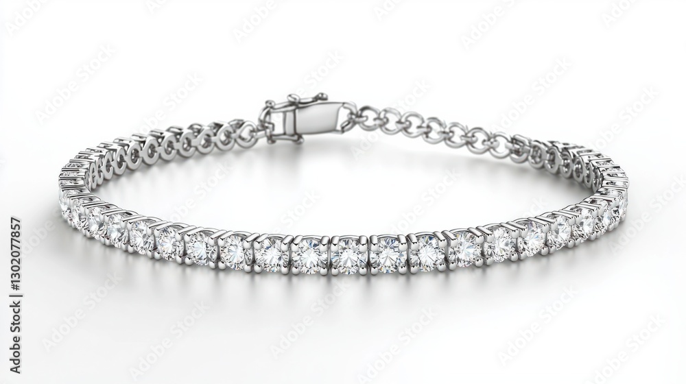 Elegant Silver Bracelet with Sparkling Clear Stones and Clasp Elegant Silver Bracelet with Sparkling Clear Stones and Clasp