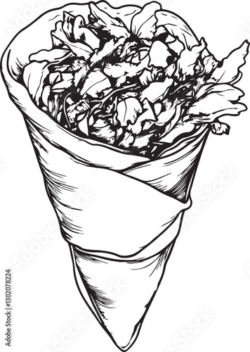 hand drawn shawarma food