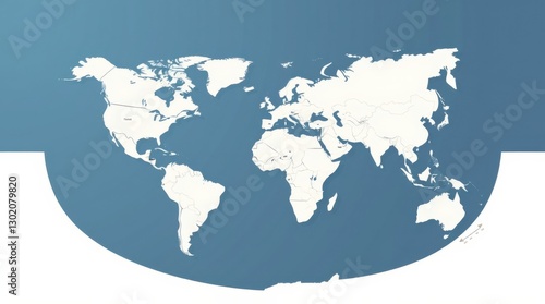 Wallpaper Mural Flat world map illustration. White continents and a blue ocean background for educational or design use. Torontodigital.ca