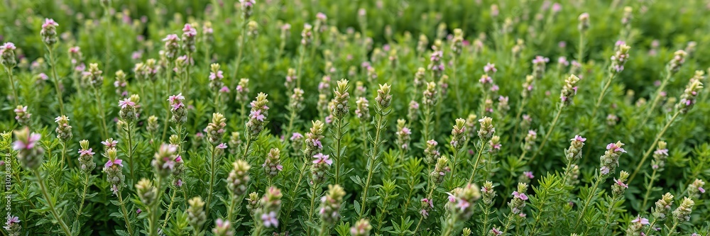 Verdant Haven: Aerial View of Thyme Cultivation Verdant Haven: Aerial View of Thyme Cultivation