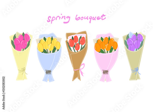 春のカラフルチューリップ花束