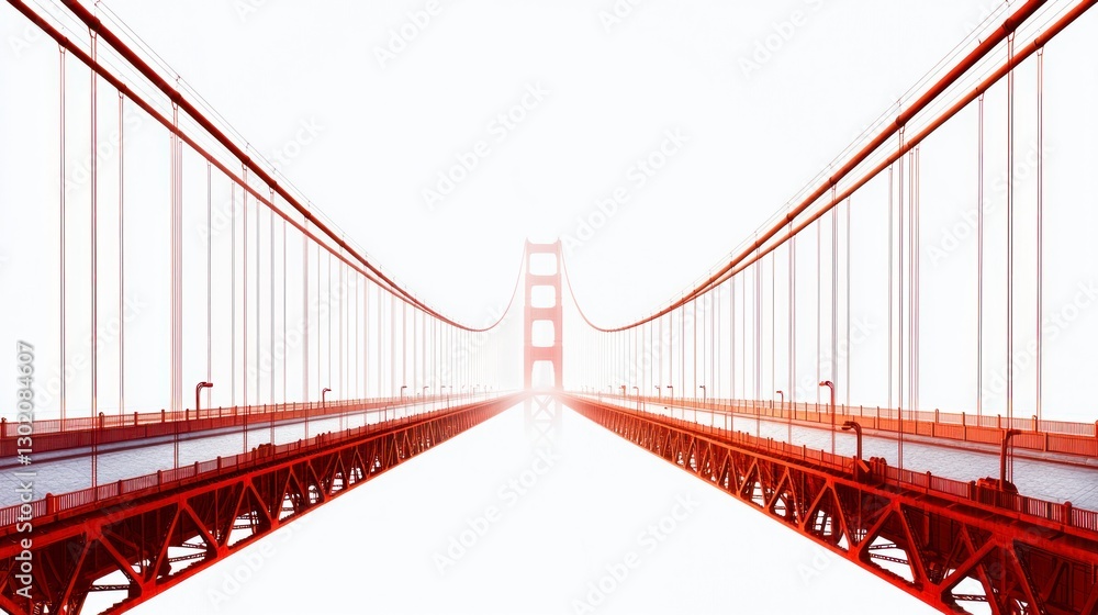 Obraz premium Majestic Golden Gate Bridge in California Shrouded in Ethereal Fog Captured with Realistic Photography Techniques