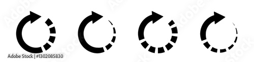 repeat arrow dash line icon round