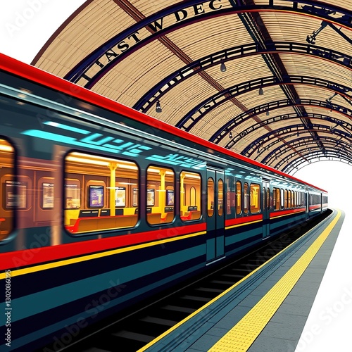 Wallpaper Mural Vibrant Deco Train Station in Kaleidoscopic Style Torontodigital.ca