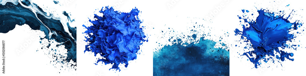 Obraz premium Stunning abstract image showcasing a dynamic explosion of vibrant blue ink fluid in motion creating a visually captivating and aesthetic with a graphic textural and creative digital design