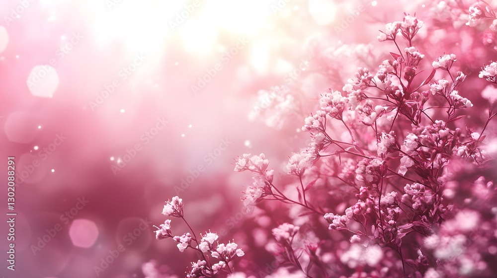 Beautiful white and pink flowers bloom in soft blurred artistic focus Beautiful white and pink flowers bloom in soft blurred artistic focus