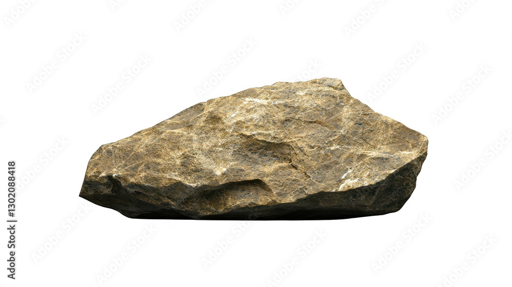 Fototapeta premium Isolated rock on black, a study in texture, contrast and minimalist composition