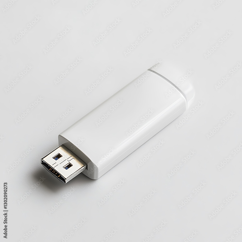 White USB flash drive isolated on white background. White USB flash drive isolated on white background.
