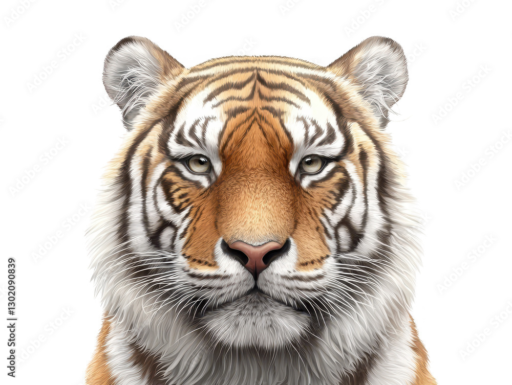 Obraz premium Majestic tiger face closeup, a portrait of power and beauty in the wild 