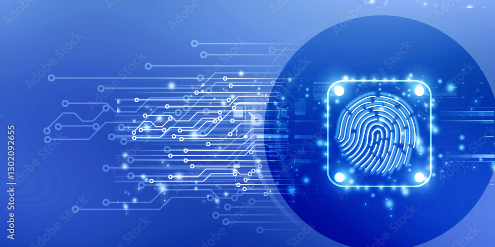 Obraz premium 2d Illustration Fingerprint Scanning Technology Concept 