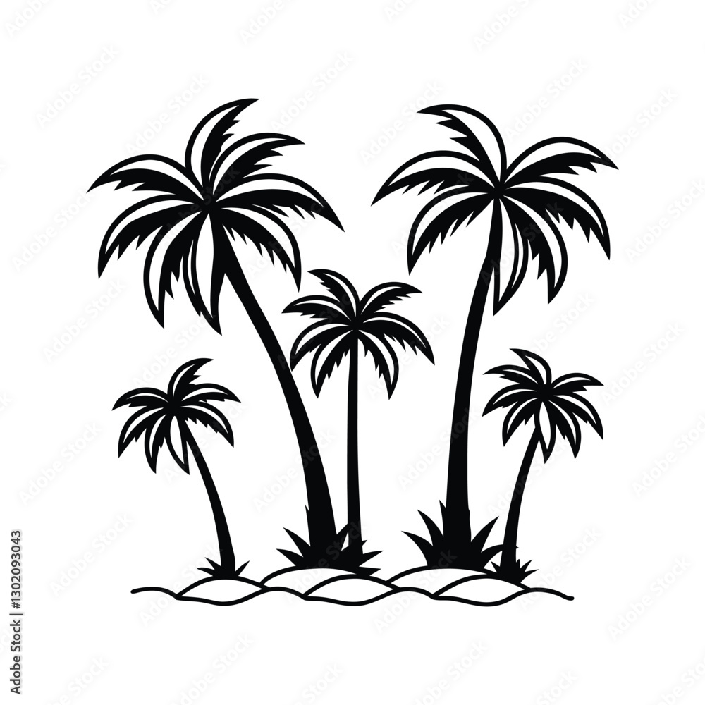 Fototapeta premium Multiple Palm Trees black silhouette 5