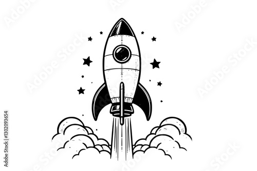 Generative AI: Rocket Launch (Vector Pen Drawing)