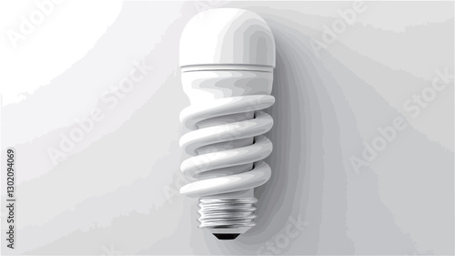 Close-up studio shot of a white spiral compact fluorescent light bulb against a plain white background. The image is sharply focused, showing the details of the bulb's spiral shape and the