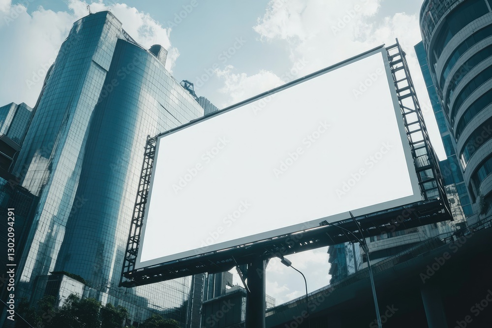 High Definition Image of a Billboard That is White in Color with a Building in the Background High Definition Image of a Billboard That is White in Color with a Building in the Background