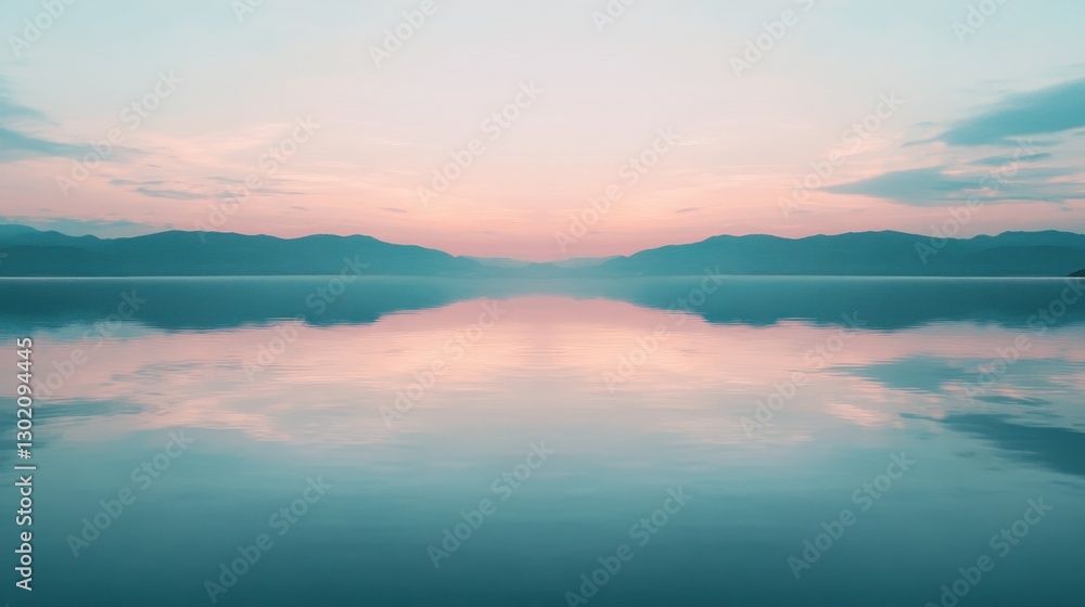Serene Twilight Reflection on Calm Lake Waterscape