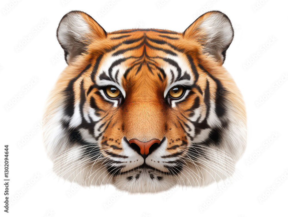 Striking tiger portrait, intense gaze on a black background captures majestic power Striking tiger portrait, intense gaze on a black background captures majestic power