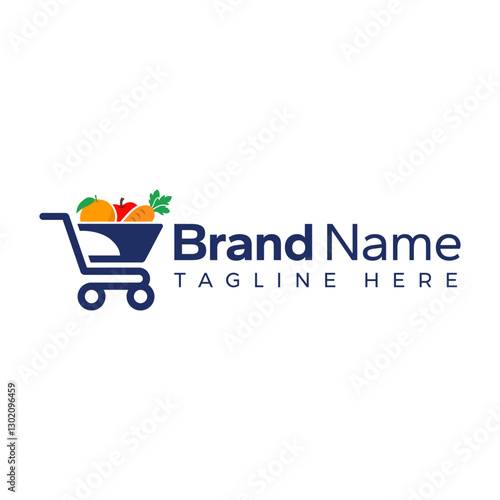 logo design for fast shopping, trolley, fruit market, vegetable market