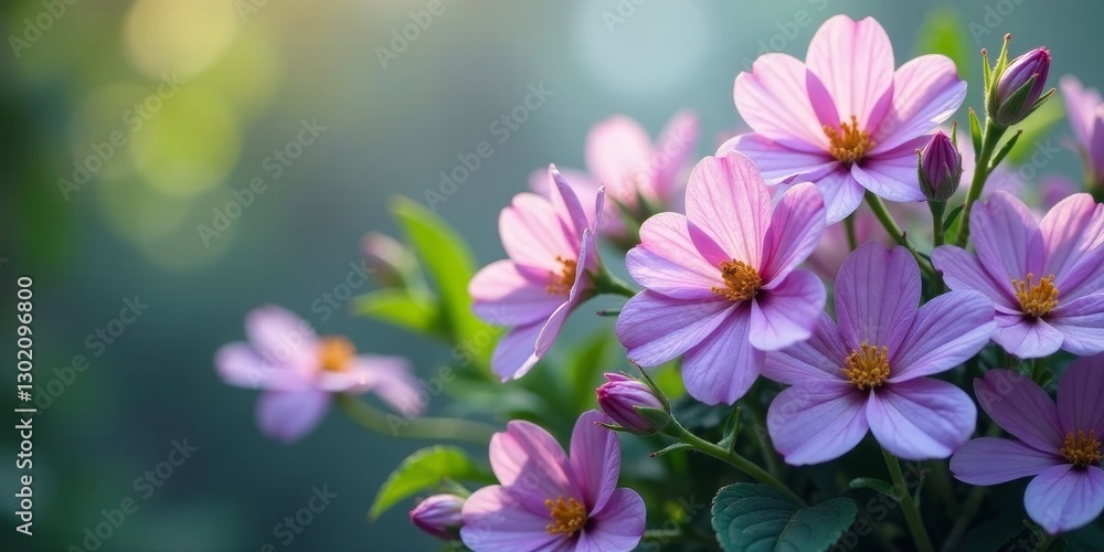 Soft Pink Blossoms Illuminated by Gentle Sunlight in a Serene Garden Setting Soft Pink Blossoms Illuminated by Gentle Sunlight in a Serene Garden Setting