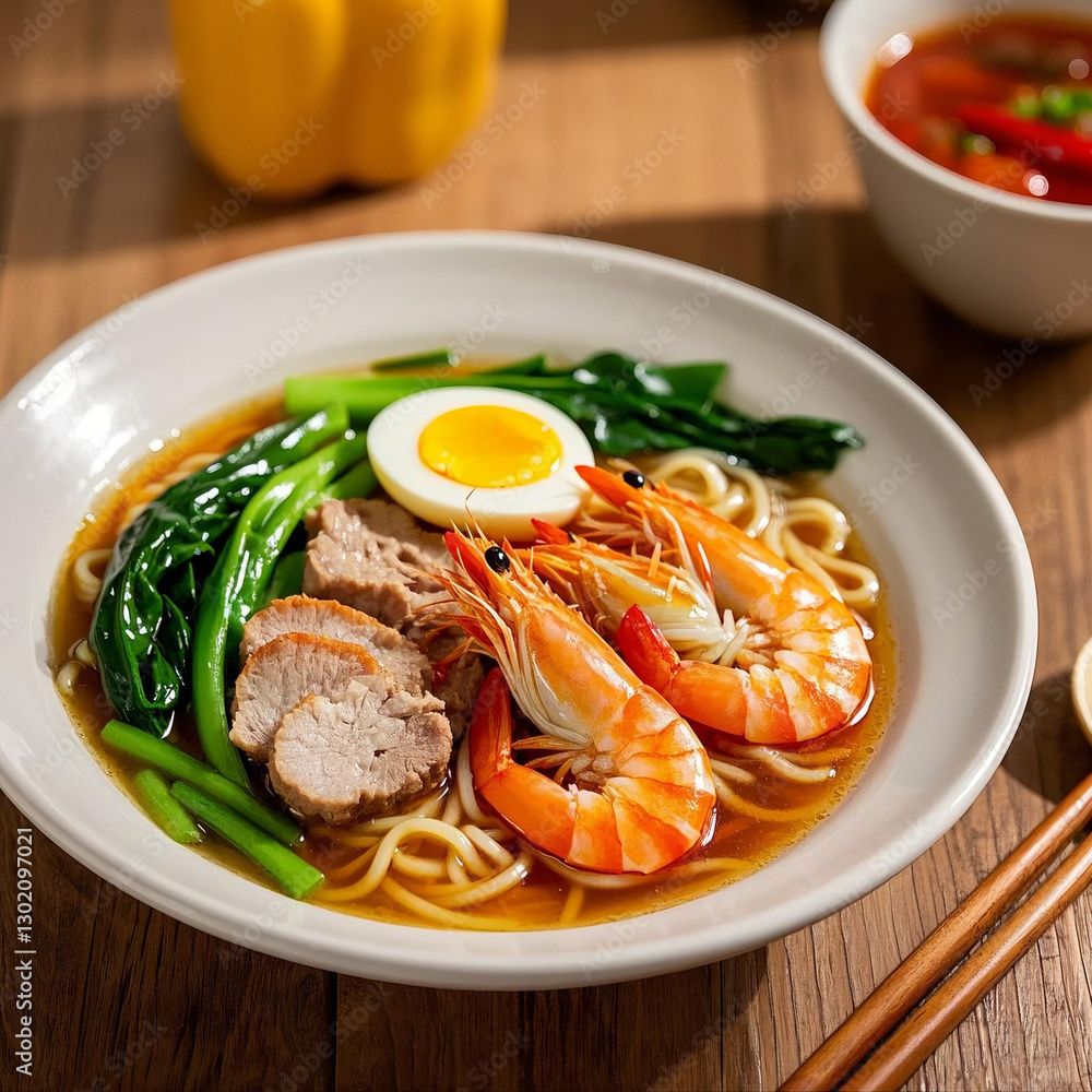 Traditional Hokkien Prawn Noodles in Rich Broth Traditional Hokkien Prawn Noodles in Rich Broth