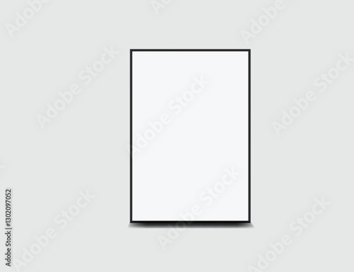 Realistic blank paper posters mockup with black frame and shadow isolated on background. Design poster template for presentation artwork, picture, advertising, banner, exhibition. Vector illustration

