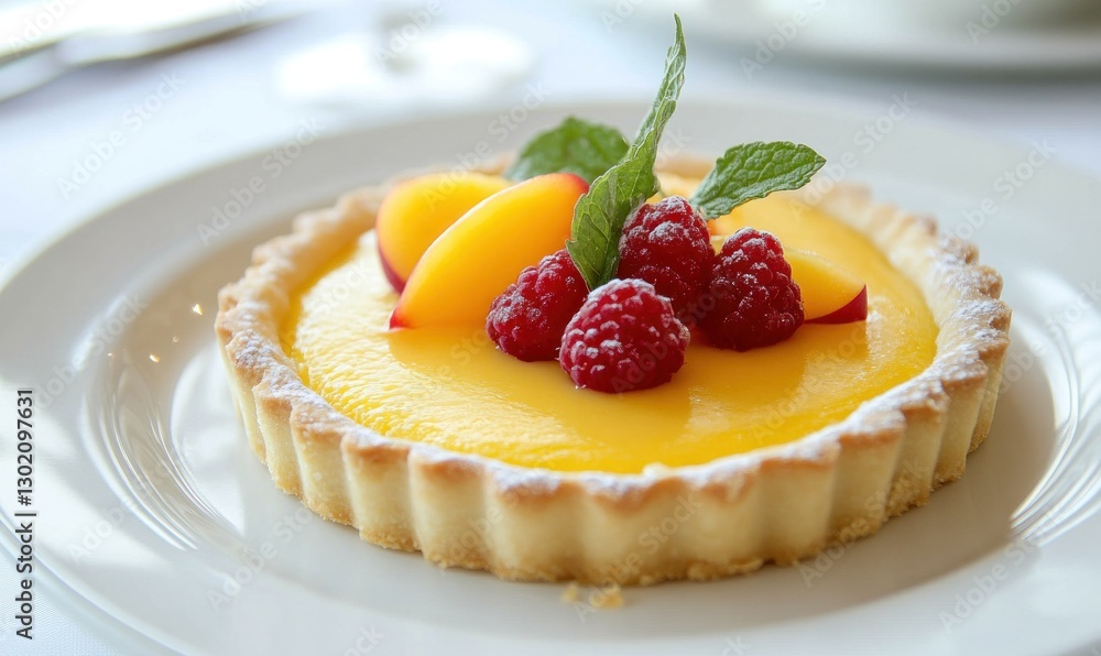 Delicious Lemon Tart with Peach and Raspberry Delicious Lemon Tart with Peach and Raspberry