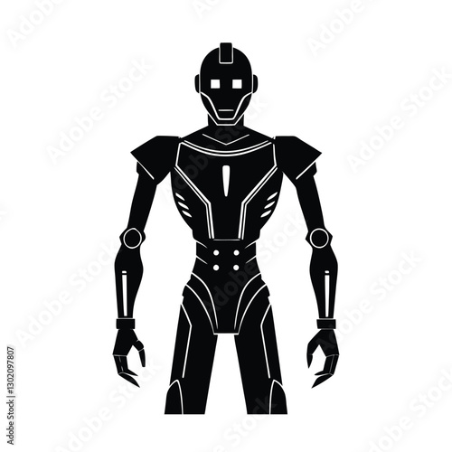 vector silhouette of a humanoid ai robot