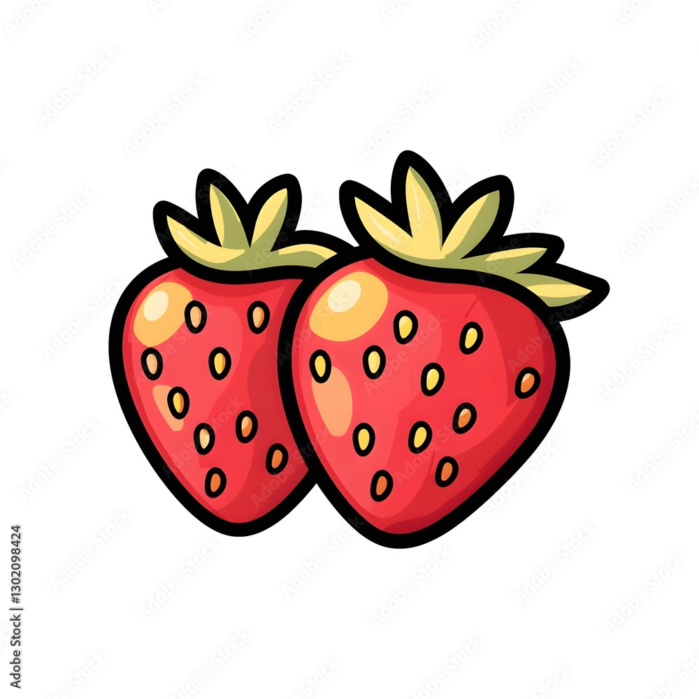 Vibrant Red Strawberries Cartoon Illustration: Sweet Summertime Berries for Healthy Eating and Culinary Delights Vibrant Red Strawberries Cartoon Illustration: Sweet Summertime Berries for Healthy Eating and Culinary Delights