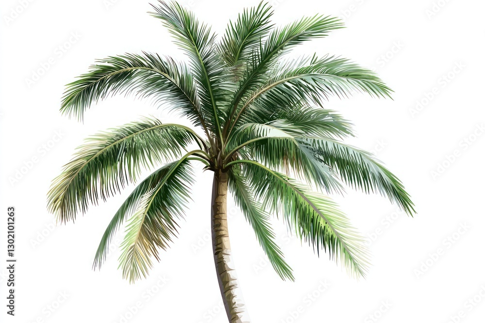 Lush green coconut palm tree isolated on white. (2) Lush green coconut palm tree isolated on white. (2)