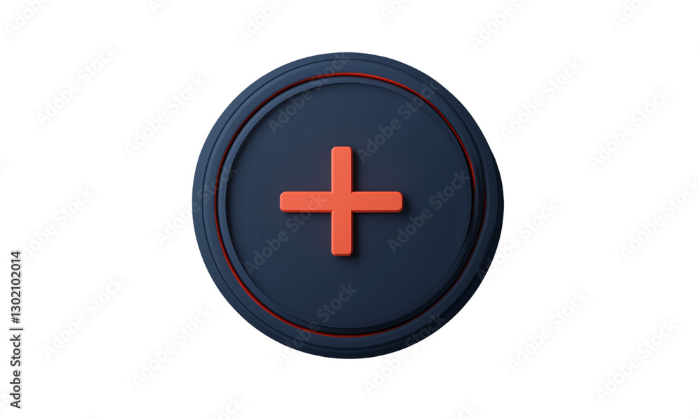 Obraz premium a circle badge 3d with a plus