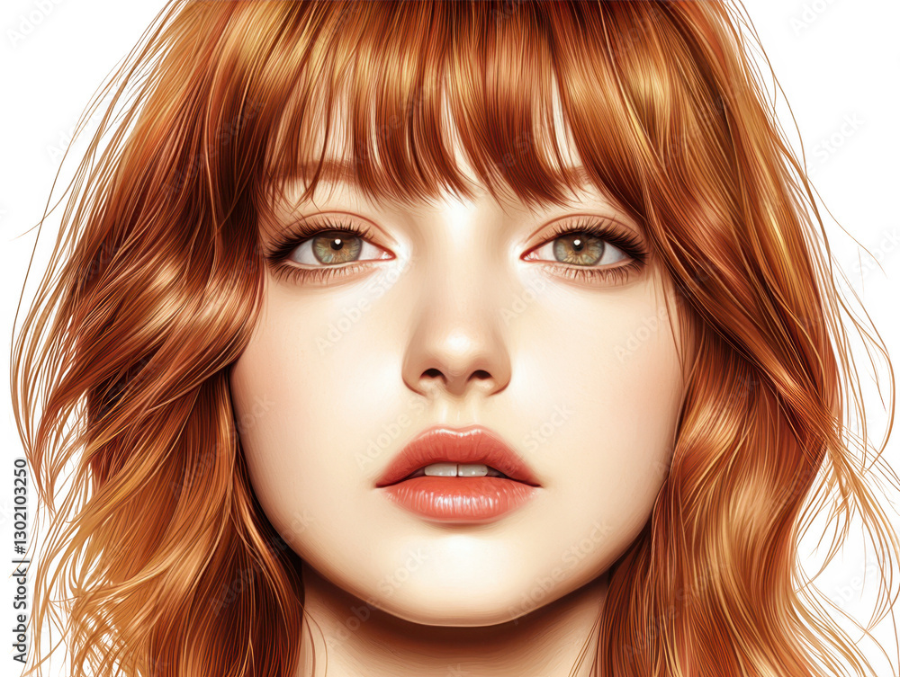 Fototapeta premium Striking portrait of a redhaired woman with an elegant necklace, captivating image of beauty and style