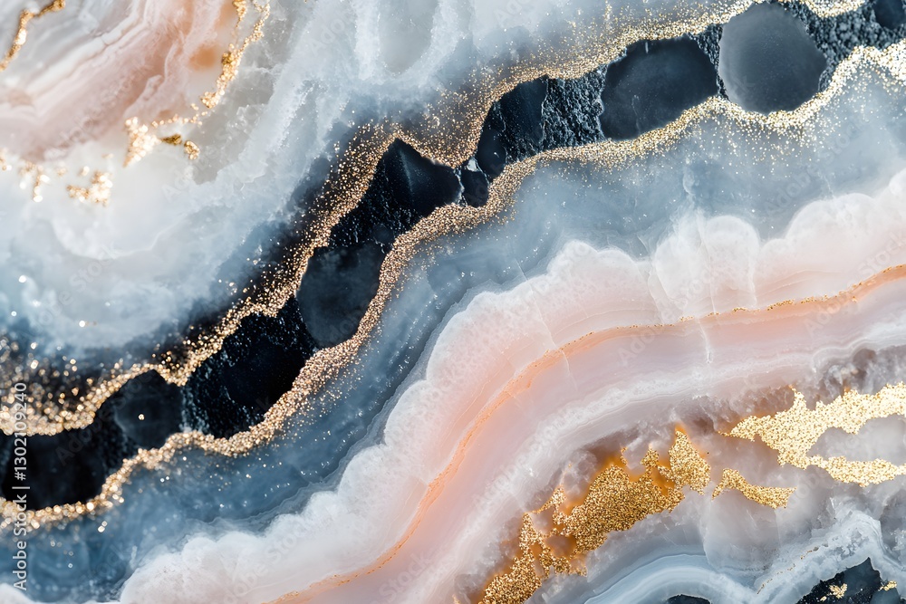 Abstract Agate Stone with Gold Accents and Swirls Abstract Agate Stone with Gold Accents and Swirls