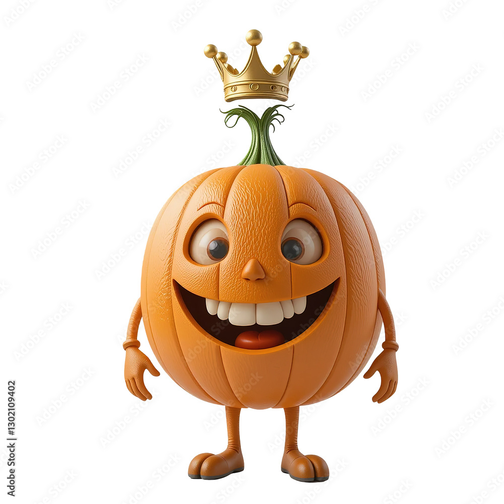 custom made wallpaper toronto digitalThis image shows a cartoon pumpkin character wearing a crown and expressing happiness with a big smile.